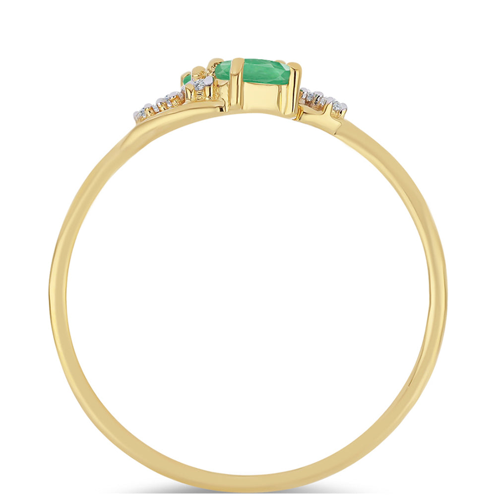 Pozlacený Stříbrný Prsten s Brazilským Smaragdem a Bílým Zirkonem