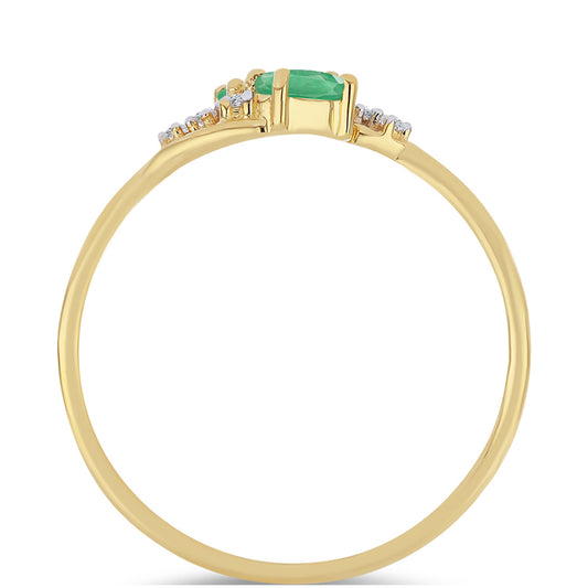 Pozlacený Stříbrný Prsten s Brazilským Smaragdem a Bílým Zirkonem