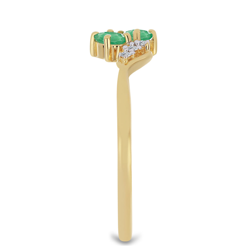 Pozlacený Stříbrný Prsten s Brazilským Smaragdem a Bílým Zirkonem