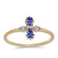 Pozlacený Stříbrný Prsten s Tanzanitem a Bílým Zirkonem