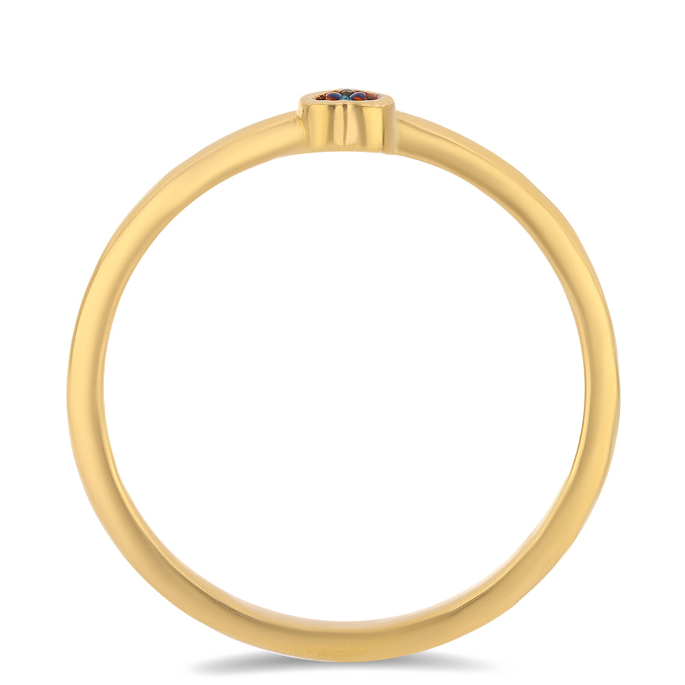 Pozlacené Stříbro 925/1000 - Prsten s Modrým Diamantem - Karátové číslo: 0.02. přibližná hmotnost: 1.45 gramů