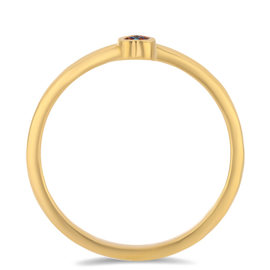 Pozlacené Stříbro 925/1000 - Prsten s Modrým Diamantem - Karátové číslo: 0.02. přibližná hmotnost: 1.45 gramů