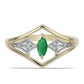 Pozlacené stříbro 925/1000 Prsten s Brazilským Smaragdem a Bílým Zirkonem - Karátové číslo: 0.28. přibližná hmotnost: 2.6 gramů