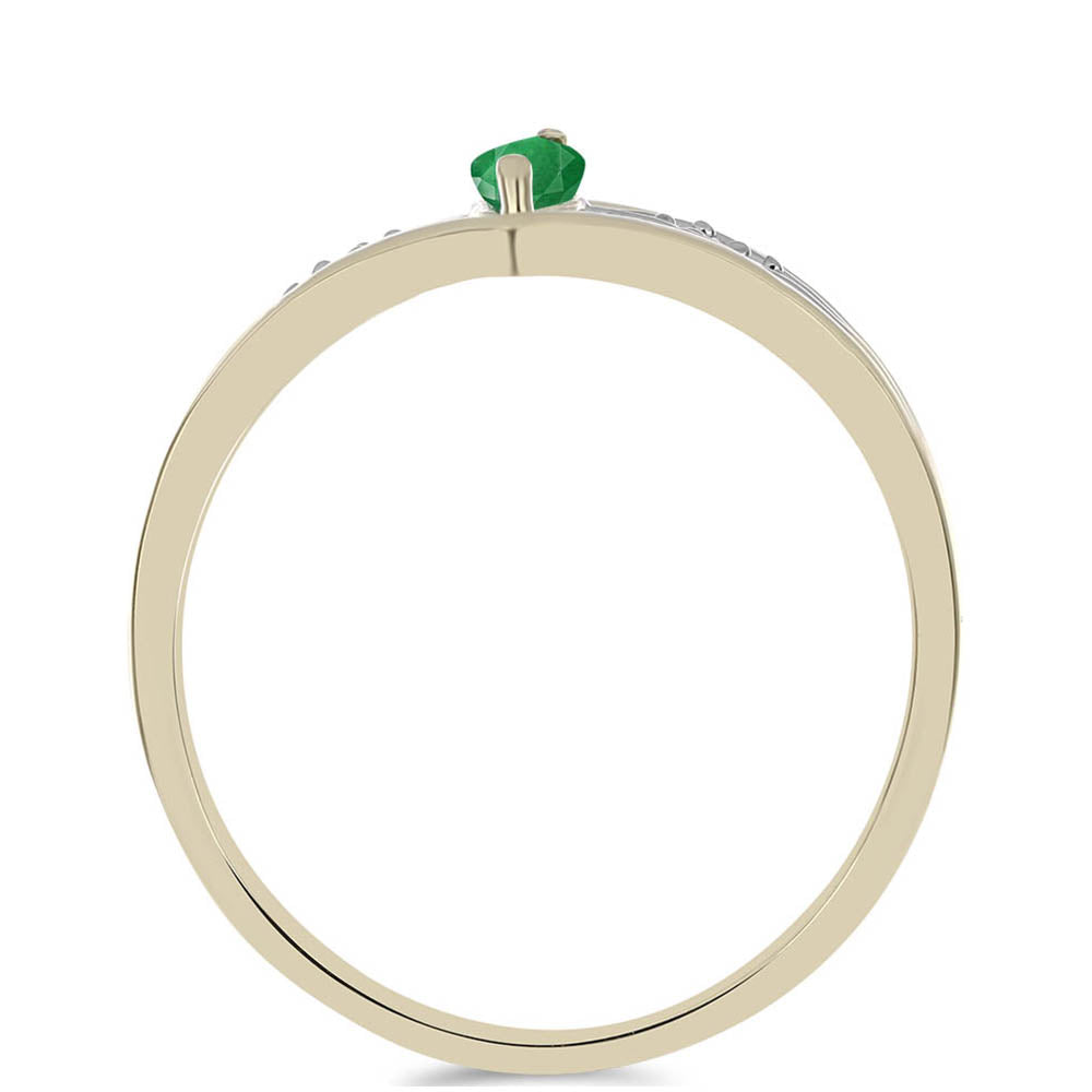 Pozlacené stříbro 925/1000 Prsten s Brazilským Smaragdem a Bílým Zirkonem - Karátové číslo: 0.28. přibližná hmotnost: 2.6 gramů 2 