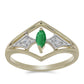 Pozlacené stříbro 925/1000 Prsten s Brazilským Smaragdem a Bílým Zirkonem - Karátové číslo: 0.28. přibližná hmotnost: 2.6 gramů