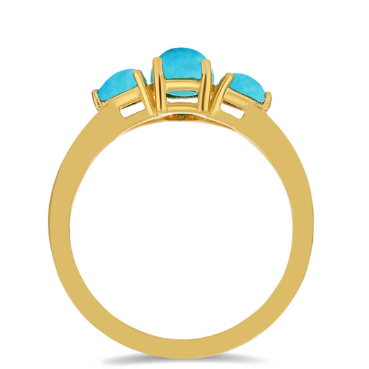 Pozlacené Stříbro 925/1000 - Prsten s Tyrkysem Sleeping Beauty - Karátové číslo: 1.05. přibližná hmotnost: 2.28 gramů