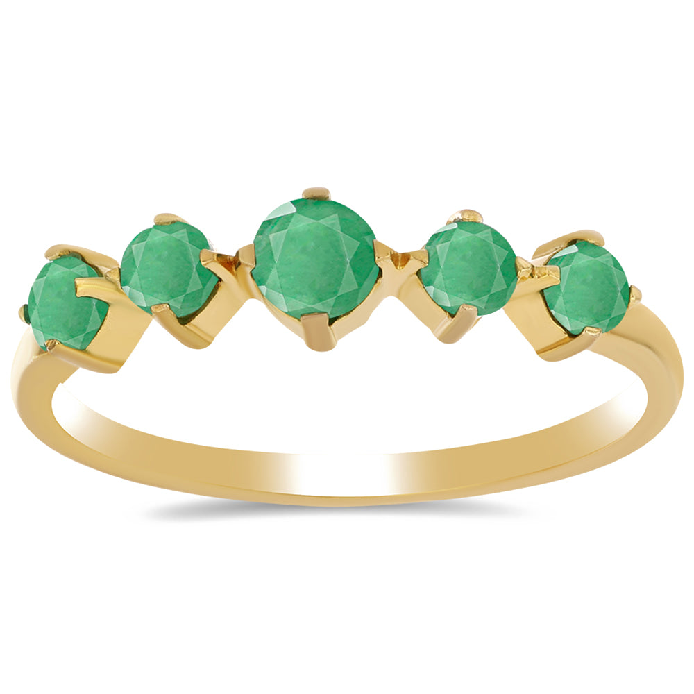 Pozlacené stříbro 925/1000 Prsten s Brazilským Smaragdem - Karátové číslo: 0.67. přibližná hmotnost: 1.6 gramů