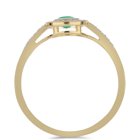 Pozlacený Stříbrný Prsten s Brazilským Smaragdem a Bílým Zirkonem