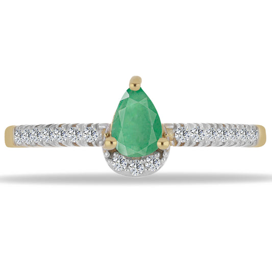 Pozlacený Stříbrný Prsten s Brazilským Smaragdem a Bílým Zirkonem