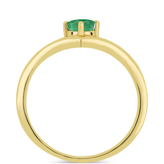 Pozlacený Stříbrný Prsten s Brazilským Smaragdem