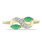 Pozlacené stříbro 925/1000 Prsten s Brazilským Smaragdem a Bílým Zirkonem - Karátové číslo: 0.58. přibližná hmotnost: 2.45 gramů