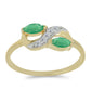 Pozlacené stříbro 925/1000 Prsten s Brazilským Smaragdem a Bílým Zirkonem - Karátové číslo: 0.58. přibližná hmotnost: 2.45 gramů