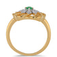 Pozlacené Stříbro 925/1000 - Prsten s Brazilským Smaragdem a Bílým Zirkonem - Karátové číslo: 0.26. přibližná hmotnost: 3.42 gramů