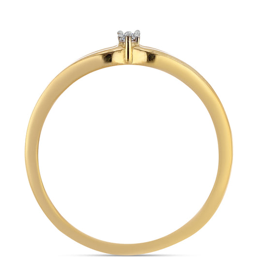Pozlacené Stříbro 925/1000 - Prsten s Bílým Diamantem - Karátové číslo: 0.02. přibližná hmotnost: 2.25 gramů