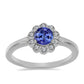 Stříbrný Prsten s Tanzanitem a Přírodním Bílým Zirkonem