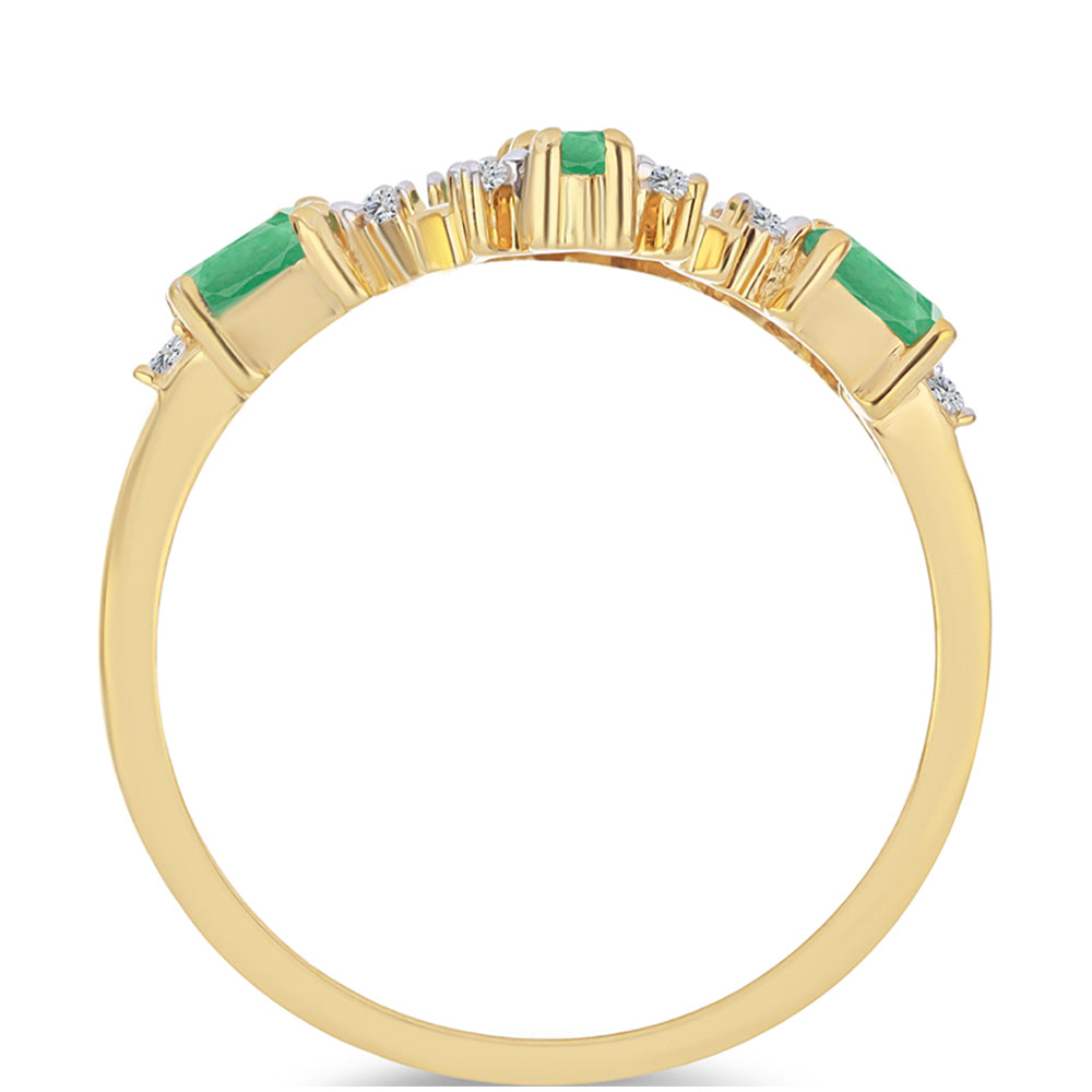 Pozlacený Stříbrný Prsten s Brazilským Smaragdem a Bílým Zirkonem 2 