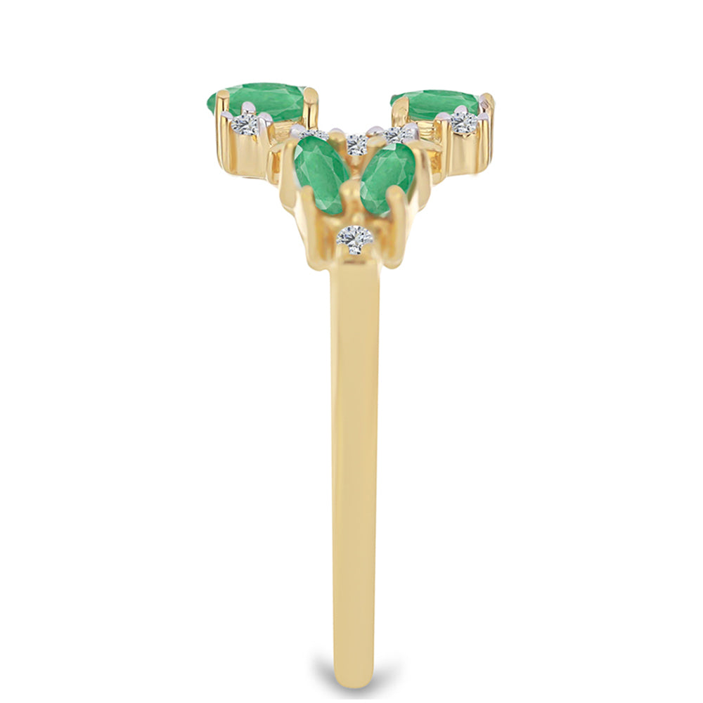 Pozlacený Stříbrný Prsten s Brazilským Smaragdem a Bílým Zirkonem 4 