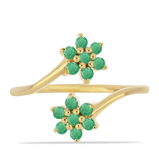 Pozlacený Stříbrný Prsten s Brazilským Smaragdem