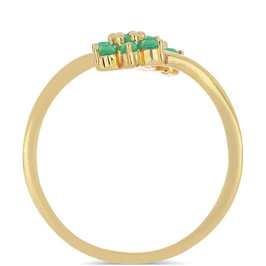 Pozlacený Stříbrný Prsten s Brazilským Smaragdem