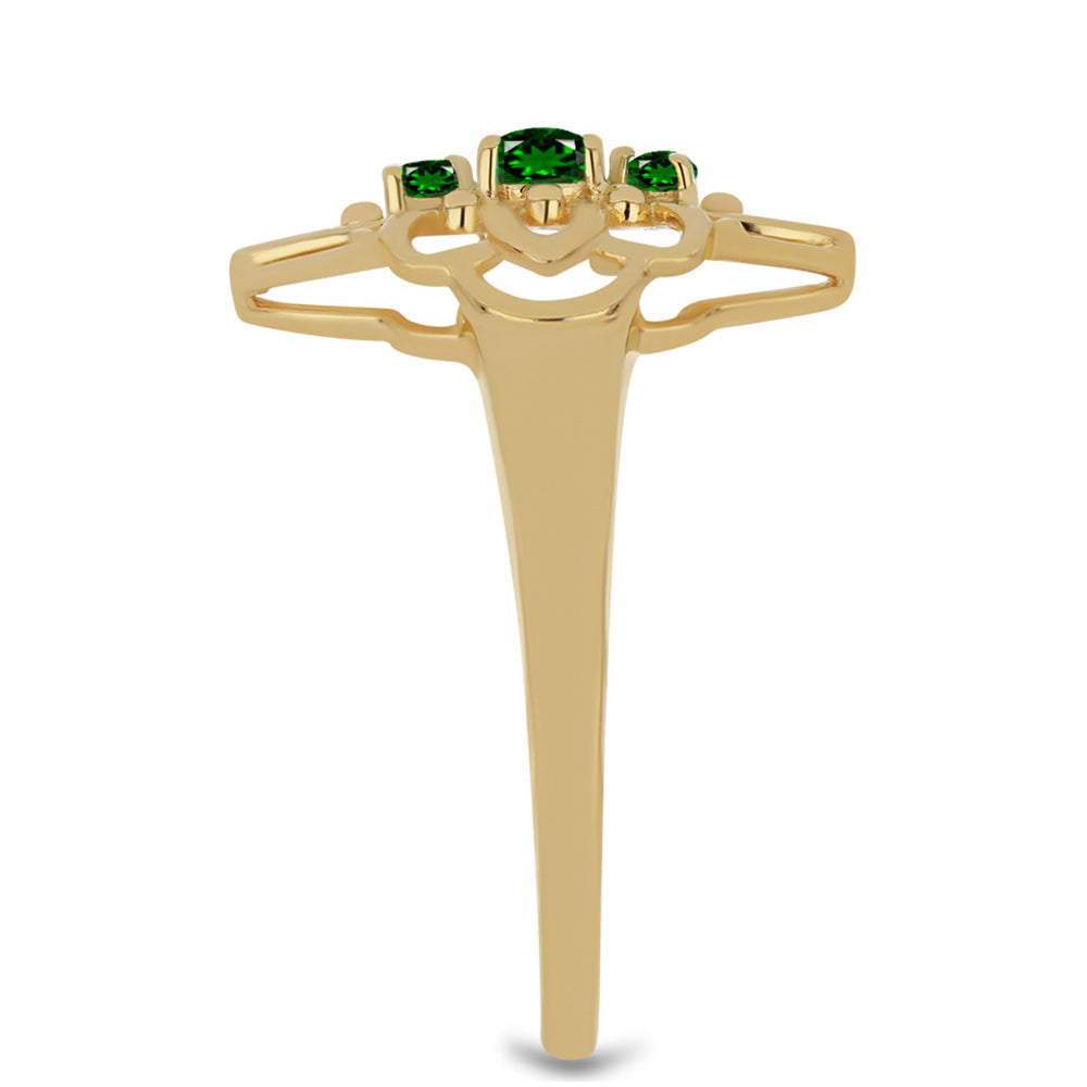 Pozlacené stříbro 925/1000 Prsten s Chromovým Diopsidem - Karátové číslo: 0.34. přibližná hmotnost: 3.13 gramů 4 