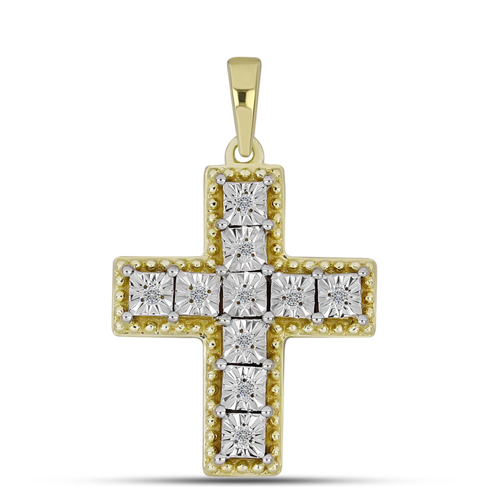 Pozlacené Stříbro 925/1000 - Přívěsek s Bílým Diamantem - Karátové číslo: 0.05. přibližná hmotnost: 2.6 gramů