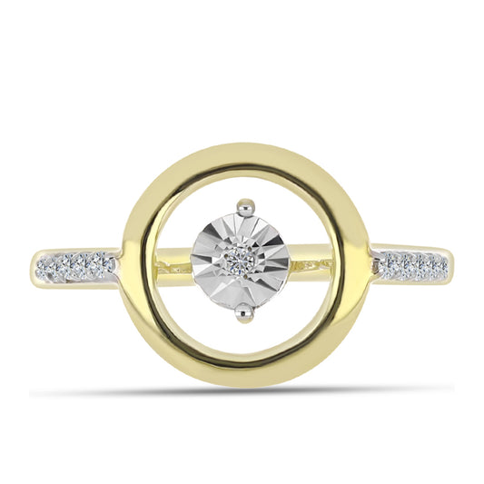 Pozlacené Stříbro 925/1000 - Prsten s Bílým Diamantem a Bílým Topazem - Karátové číslo: 0.1. přibližná hmotnost: 2.85 gramů