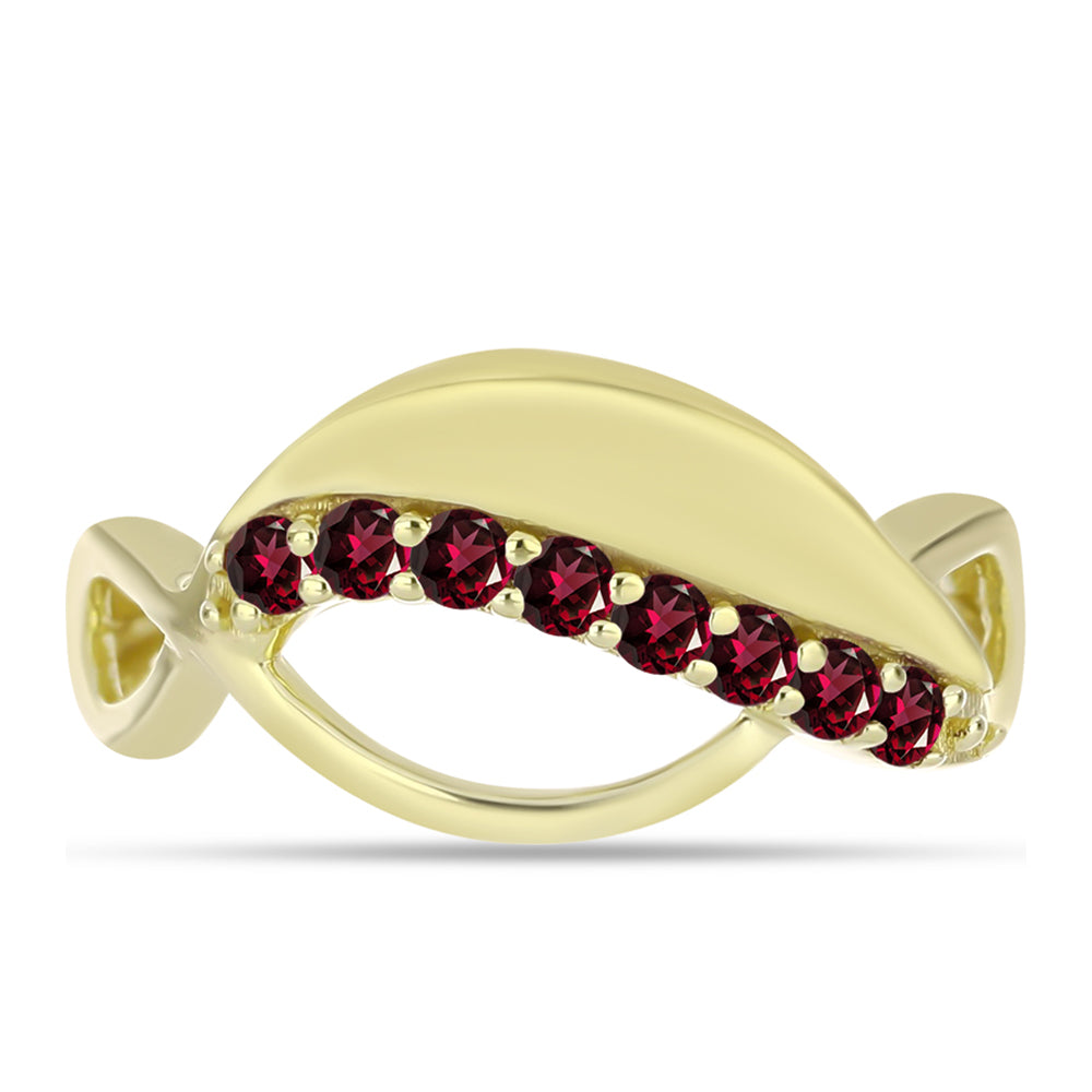 Pozlacené Stříbro 925/1000 - Prsten s Rhodolitovým Granátem - Karátové číslo: 0.4. přibližná hmotnost: 2.79 gramů 1 