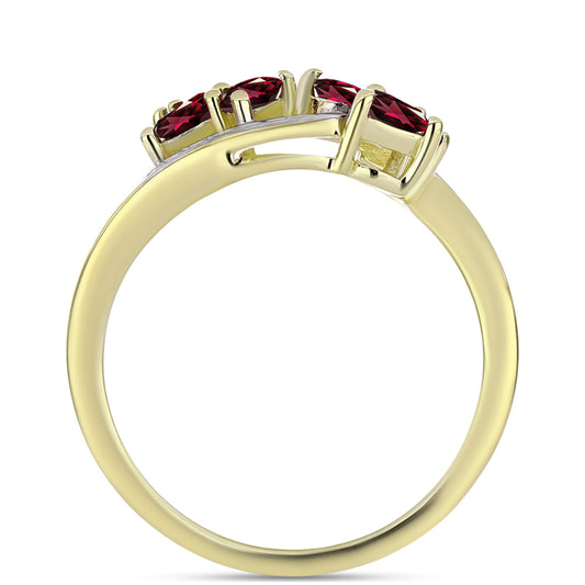 Pozlacené Stříbro 925/1000 - Prsten s Rhodolitovým Granátem a Bílým Topazem - Karátové číslo: 1.26. přibližná hmotnost: 3.39 gramů