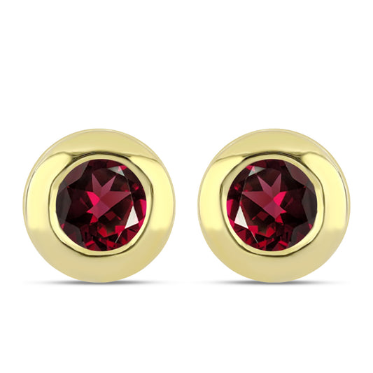 Pozlacené Stříbro 925/1000 - Náušnice s Rhodolitovým Granátem - Karátové číslo: 1.23. přibližná hmotnost: 2.26 gramů