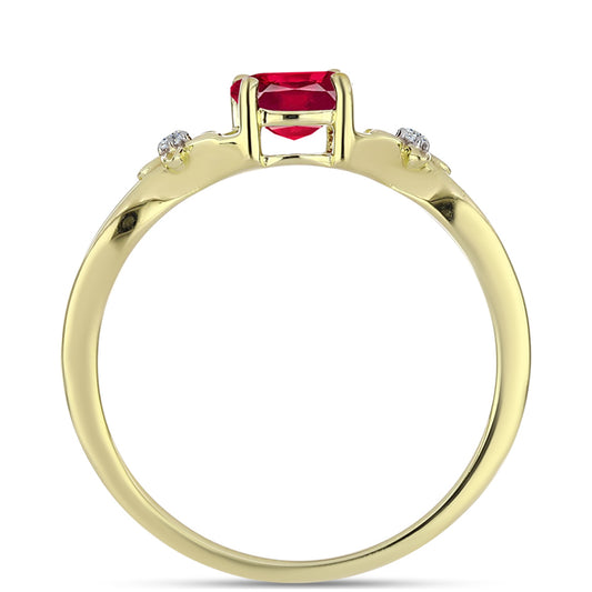 Pozlacené Stříbro 925/1000 - Prsten s Madagaskarským Rubínem a Bílým Topazem - Karátové číslo: 1.26. přibližná hmotnost: 2.36 gramů