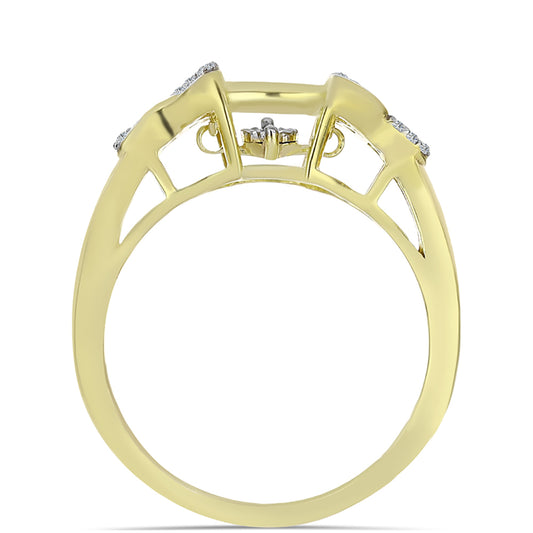 Pozlacené Stříbro 925/1000 - Prsten s Bílým Diamantem a Bílým Topazem - Karátové číslo: 0.1. přibližná hmotnost: 3.8 gramů