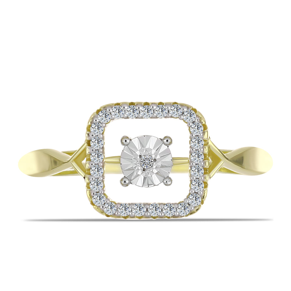 Pozlacené Stříbro 925/1000 - Prsten s Bílým Diamantem a Bílým Topazem - Karátové číslo: 0.23. přibližná hmotnost: 4.05 gramů 1 