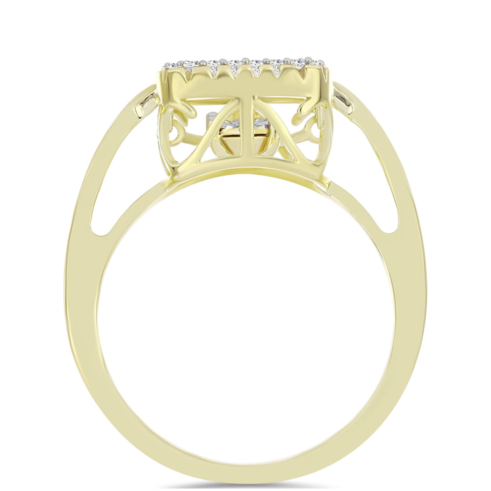 Pozlacené Stříbro 925/1000 - Prsten s Bílým Diamantem a Bílým Topazem - Karátové číslo: 0.23. přibližná hmotnost: 4.05 gramů 2 