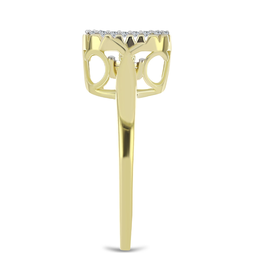 Pozlacené Stříbro 925/1000 - Prsten s Bílým Diamantem a Bílým Topazem - Karátové číslo: 0.23. přibližná hmotnost: 4.05 gramů 4 