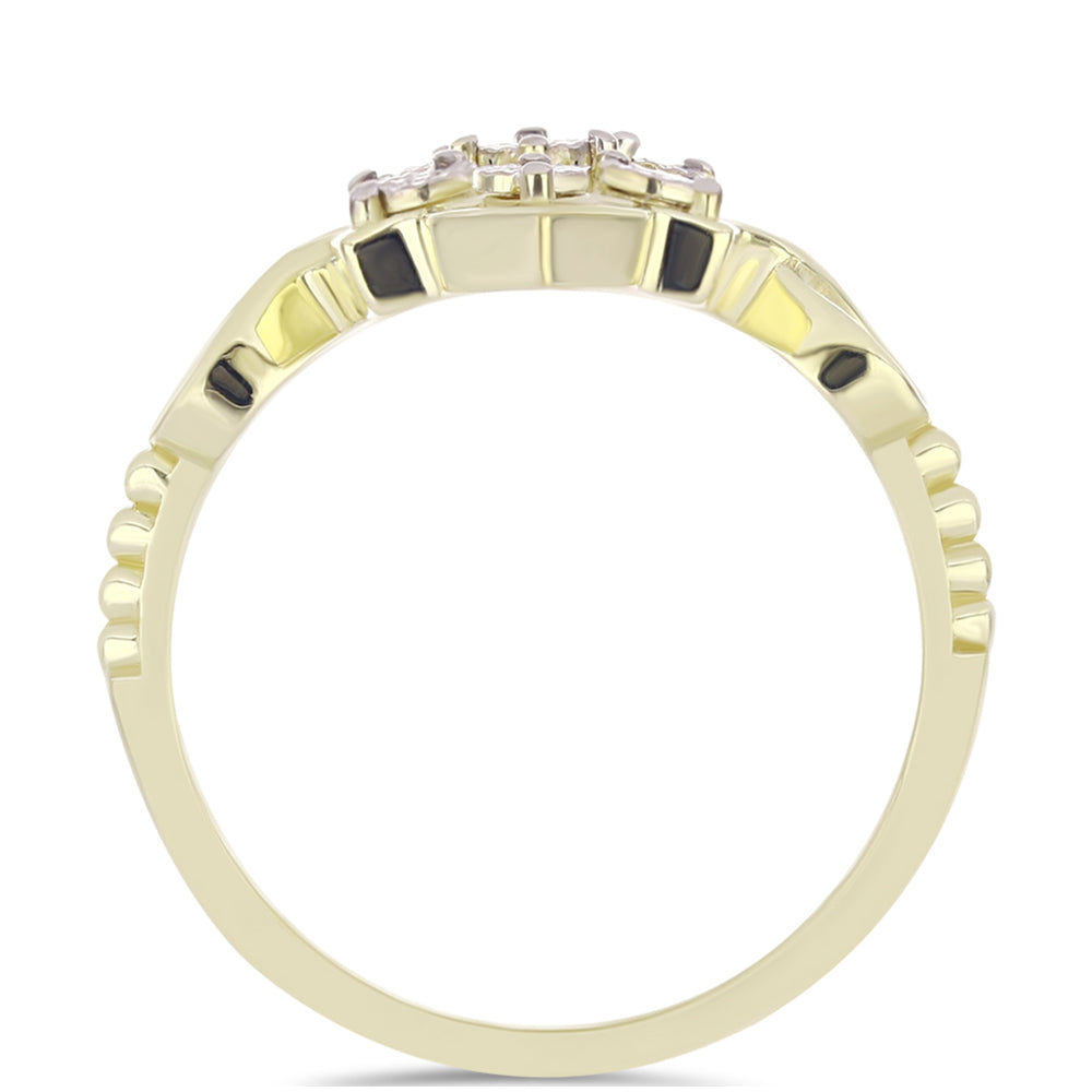 Pozlacené Stříbro 925/1000 - Prsten s Bílým Diamantem - Karátové číslo: 0.04. přibližná hmotnost: 3.25 gramů 2 