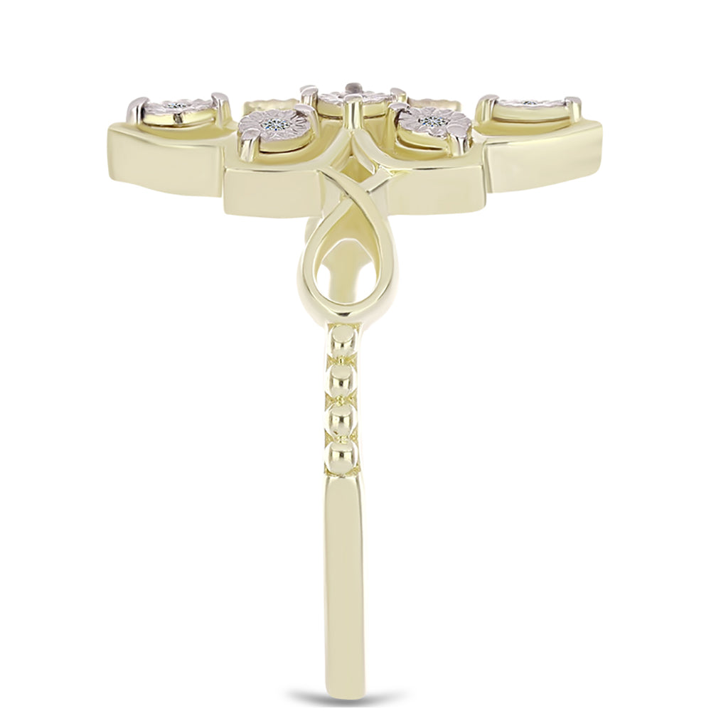 Pozlacené Stříbro 925/1000 - Prsten s Bílým Diamantem - Karátové číslo: 0.04. přibližná hmotnost: 3.25 gramů 4 