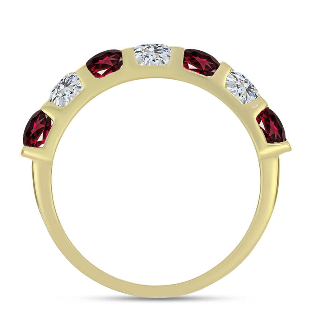 Pozlacené Stříbro 925/1000 - Prsten s Rhodolitovým Granátem a Bílým Topazem - Karátové číslo: 2.26. přibližná hmotnost: 3.85 gramů 3 