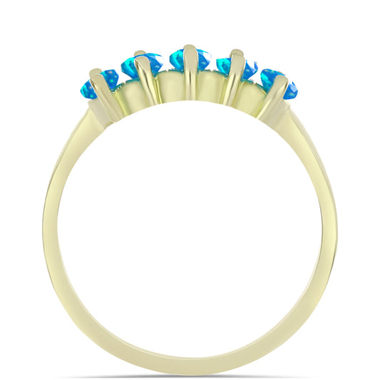 Pozlacené Stříbro 925/1000 - Prsten s Etiopským Nebeským Opálem - Karátové číslo: 0.71. přibližná hmotnost: 2.48 gramů