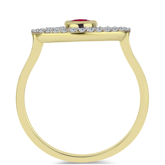 Pozlacené Stříbro 925/1000 - Prsten s Madagaskarským Rubínem a Bílým Topazem - Karátové číslo: 0.6. přibližná hmotnost: 2.17 gramů