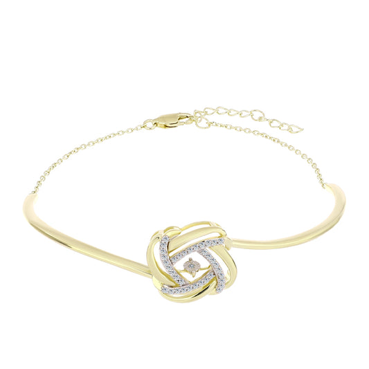 Pozlacené Stříbro 925/1000 - Náramek s Bílým Diamantem a Bílým Topazem - Karátové číslo: 0.26. přibližná hmotnost: 8.85 gramů