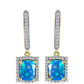 Pozlacené Stříbro 925/1000 - Náušnice s Etiopským Nebeským Opálem a Bílým Topazem - Karátové číslo: 2.25. přibližná hmotnost: 5.08 gramů