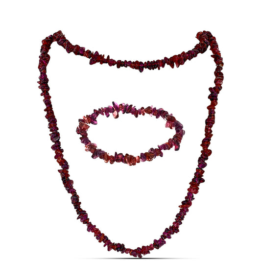 Nugetová Sada s Rhodolitovým Granátem - Karátové číslo: 337.11. přibližná hmotnost: 67.42 gramů ( Náhrdelník+Náramek )