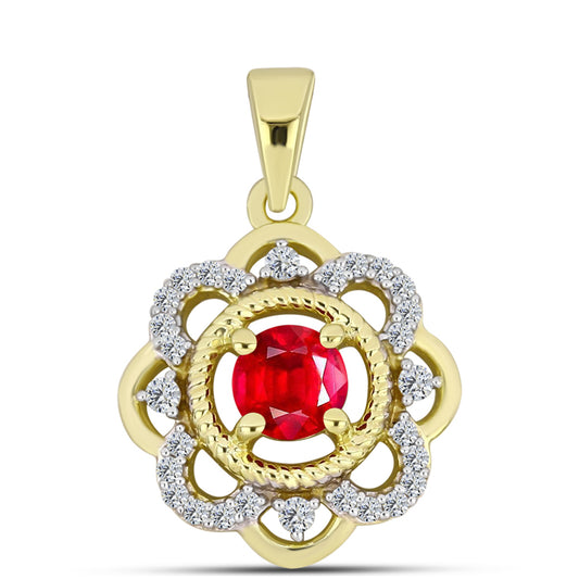 Pozlacené Stříbro 925/1000 - Přívěsek s Červeným Achátem a Bílým Topazem - Karátové číslo: 0.66. přibližná hmotnost: 2.2 gramů