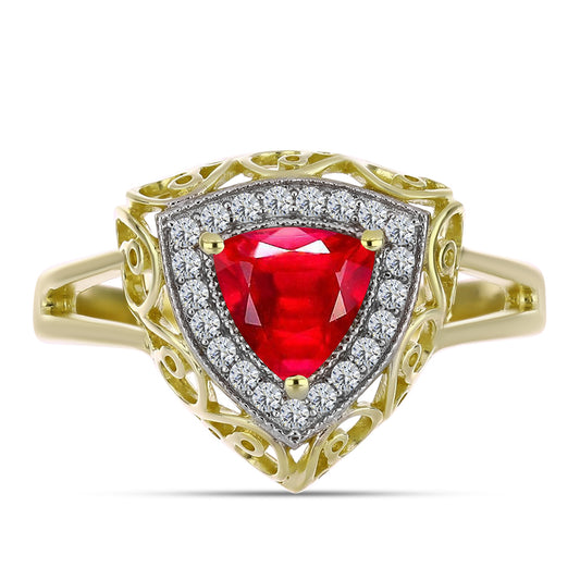 Pozlacené Stříbro 925/1000 - Prsten s Červeným Achátem a Bílým Topazem - Karátové číslo: 1.29. přibližná hmotnost: 4.22 gramů