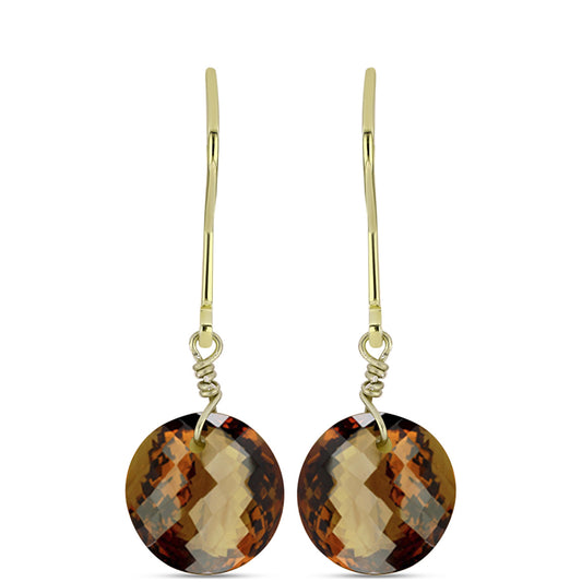 Pozlacené Stříbro 925/1000 - Náušnice s Koňakovým Křemenem - Karátové číslo: 5.76. přibližná hmotnost: 2.09 gramů