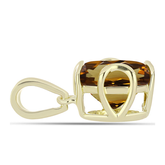 Pozlacené Stříbro 925/1000 - Přívěsek s Koňakovým Křemenem - Karátové číslo: 1.76. přibližná hmotnost: 1.13 gramů