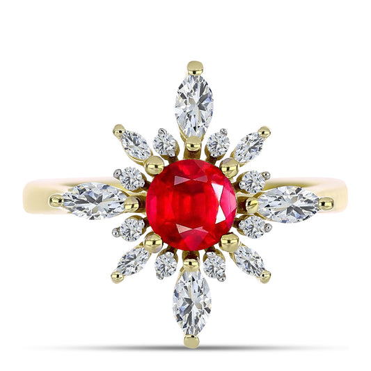 Pozlacené Stříbro 925/1000 - Prsten s Červeným Achátem a Bílým Topazem - Karátové číslo: 1.84. přibližná hmotnost: 3.3 gramů