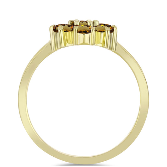 Pozlacené Stříbro 925/1000 - Prsten s Koňakovým Křemenem - Karátové číslo: 1.21. přibližná hmotnost: 2.71 gramů