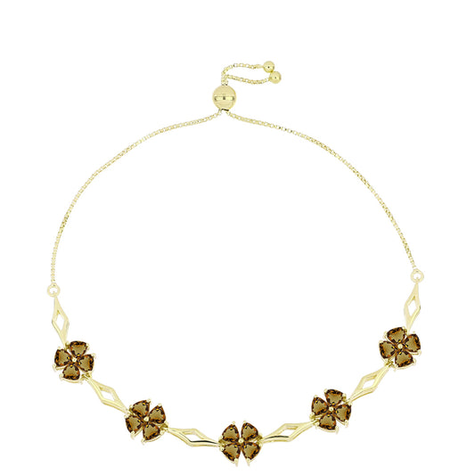 Pozlacené Stříbro 925/1000 - Náramek s Koňakovým Křemenem - Karátové číslo: 4.5. přibližná hmotnost: 8.21 gramů