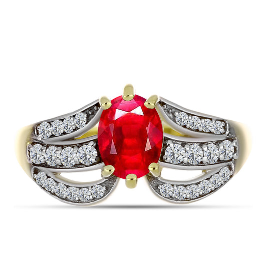 Pozlacené Stříbro 925/1000 - Prsten s Červeným Achátem a Bílým Topazem - Karátové číslo: 1.56. přibližná hmotnost: 3.34 gramů